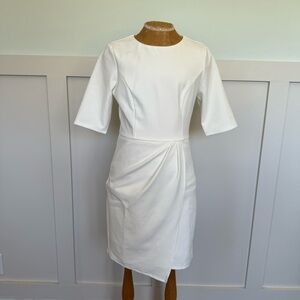 Lulus Half Sleeve Sheath Dress Womens
 MED Ivory Faux Wrap Skirt Fully lined